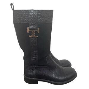 Tory Burch Corey Mid Calf Flat Boot, Black, Size 5.5